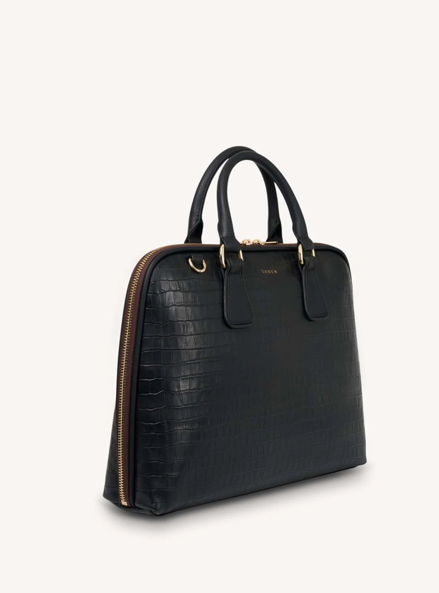 Saben Parker Briefcase - Black Croc