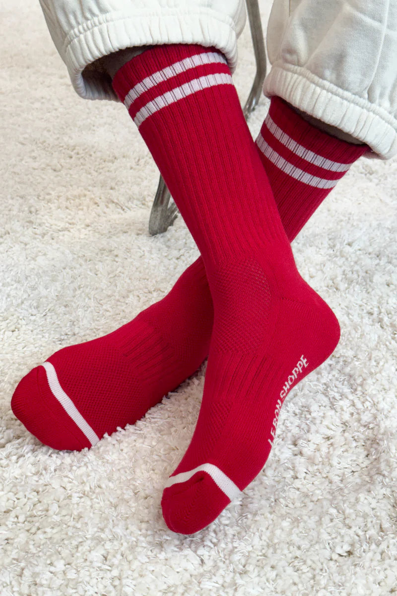 Le Bon Shoppe Extended Boyfriend Socks Men’s Size - Red