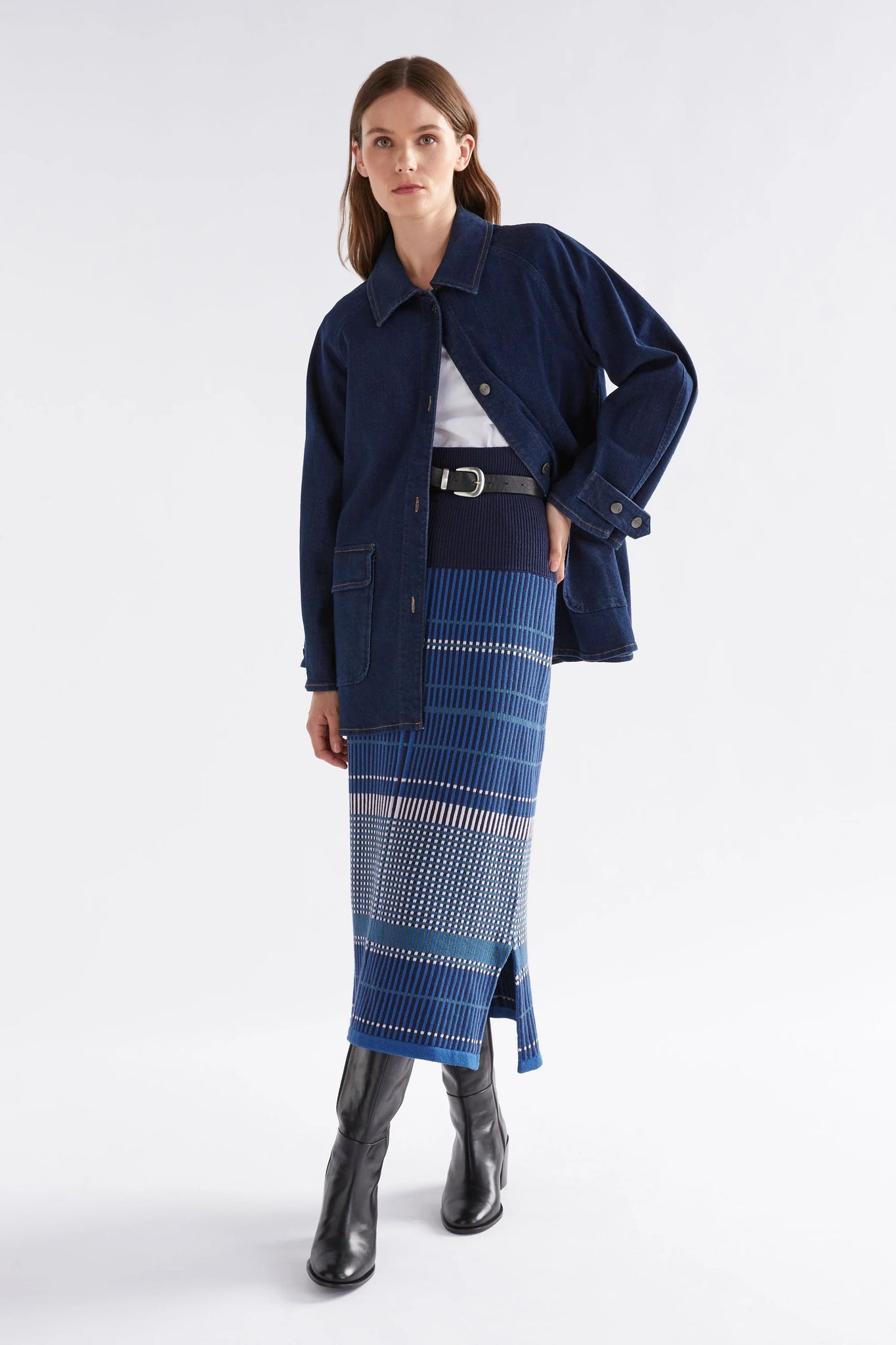 ELK Cila Organic Knit Skirt - Blue Multi