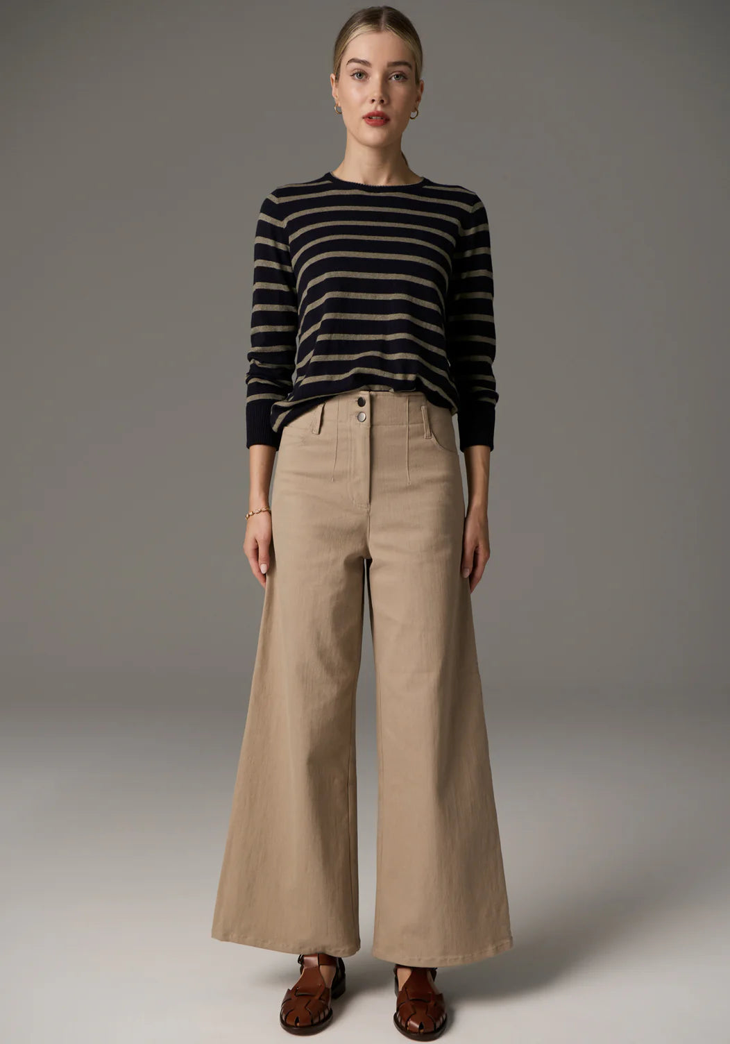 Pol Beech Stripe Knit - Ink/Khaki