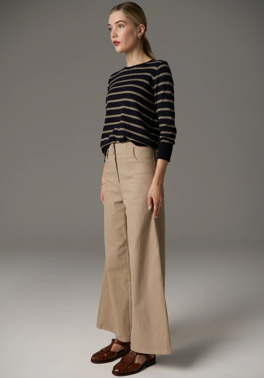 Pol Beech Stripe Knit - Ink/Khaki