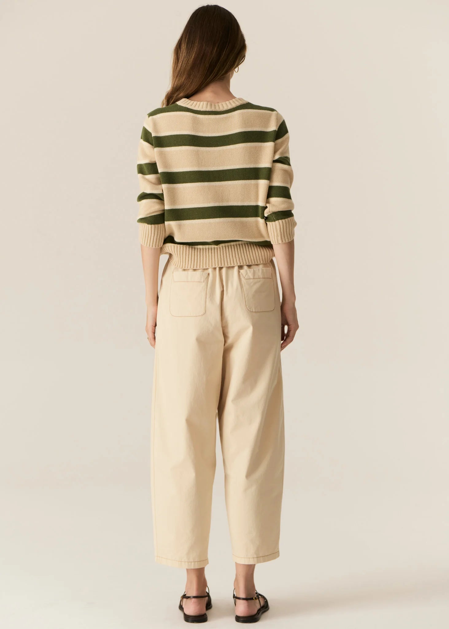 Pol Jules Stripe Knit - Pebble/Green