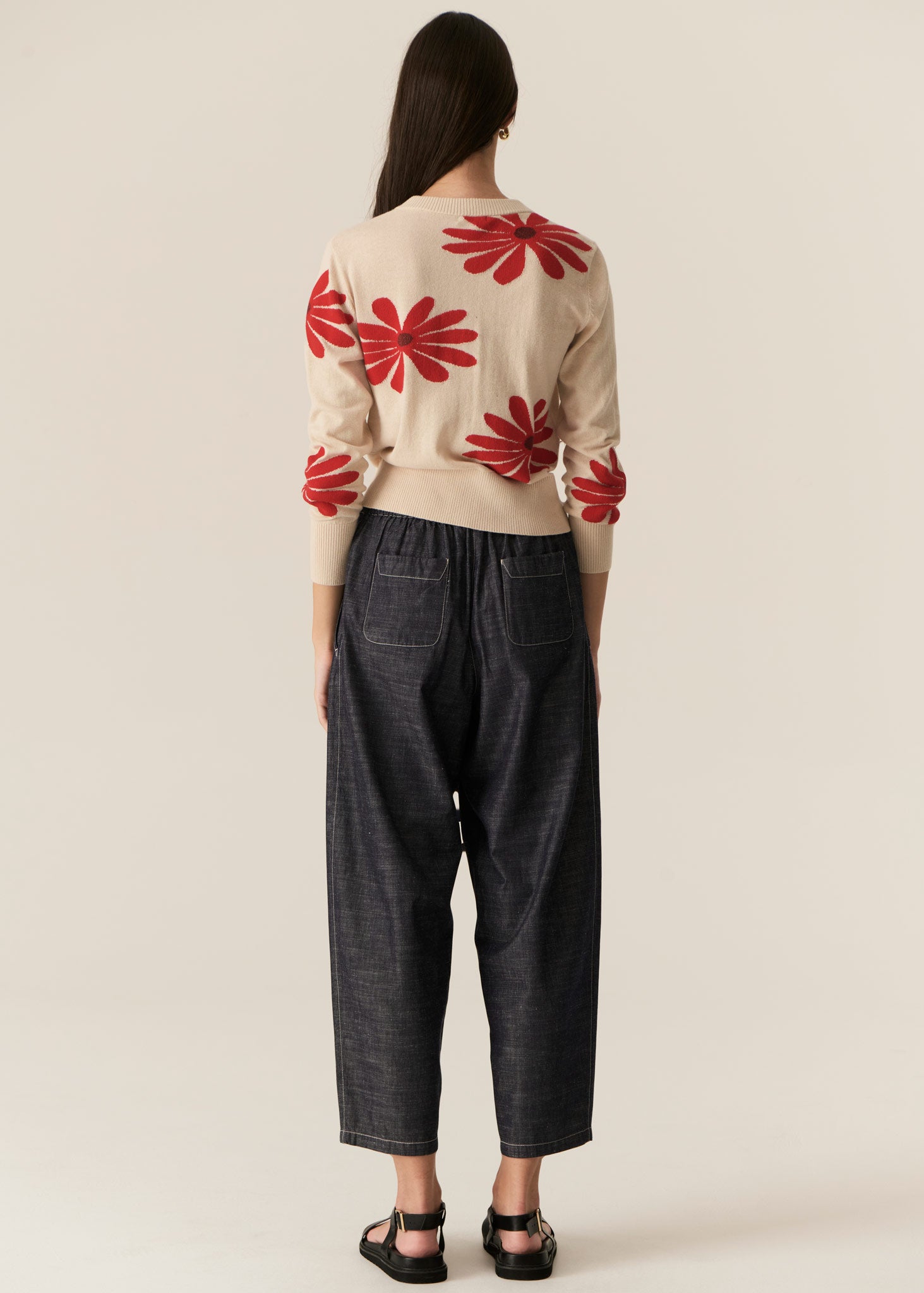 Pol Lask Daisy Cardigan - Ecru/Red