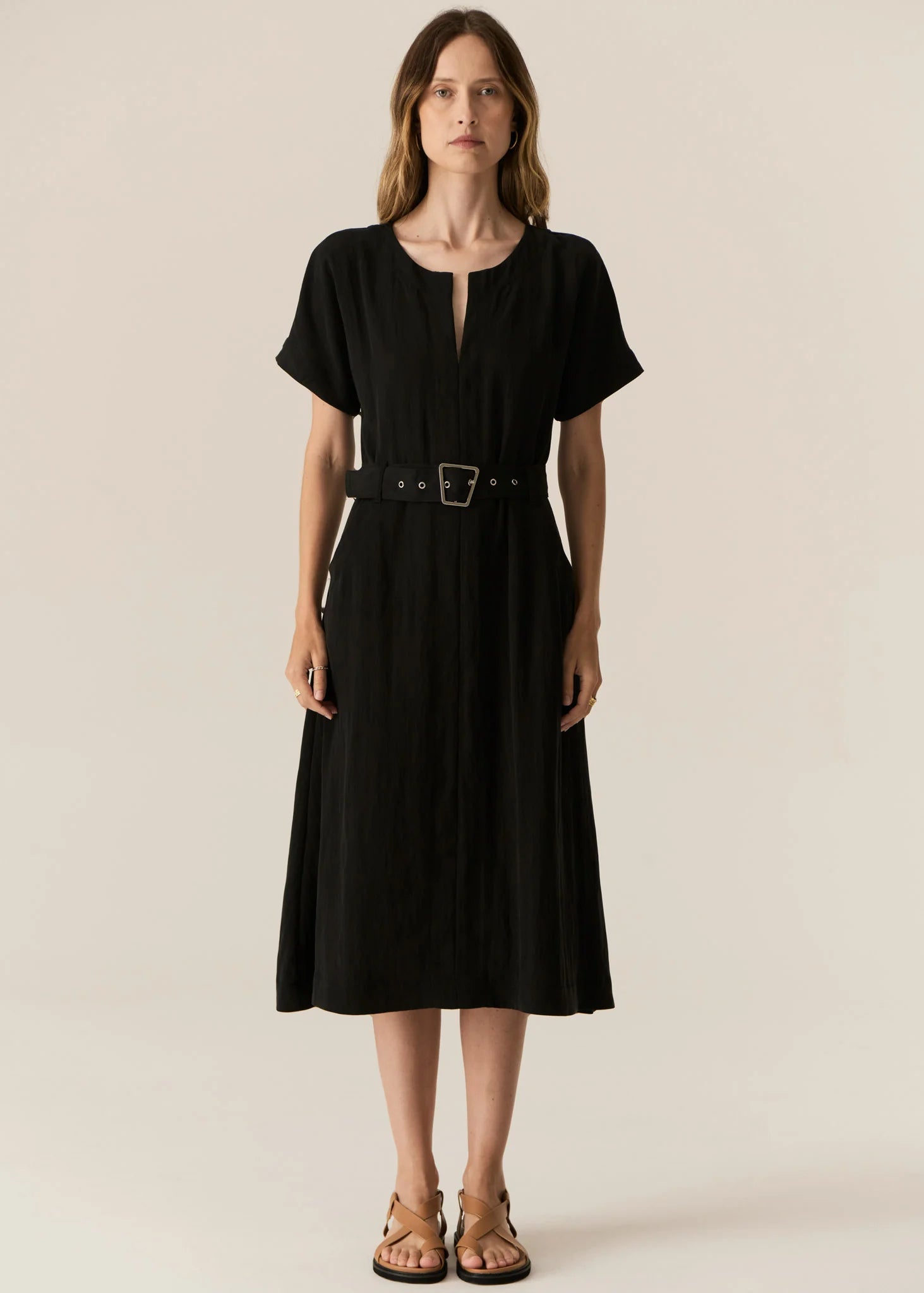 Pol Faire Belt Dress - Black