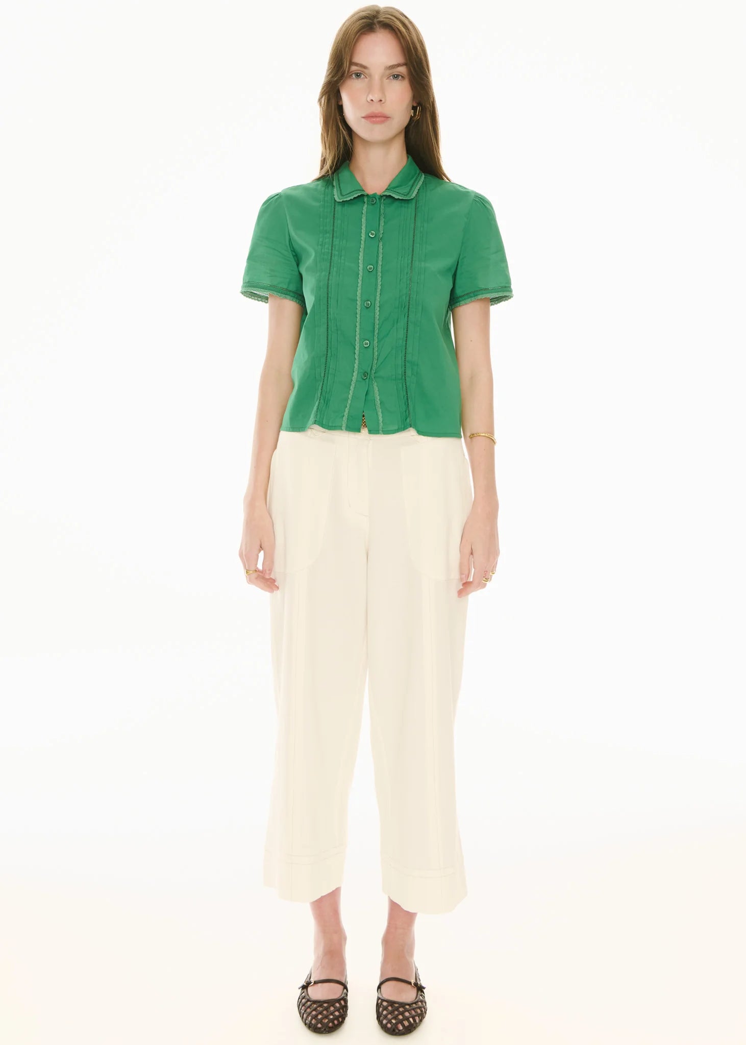 POL Nova Tucked Shirt - Green