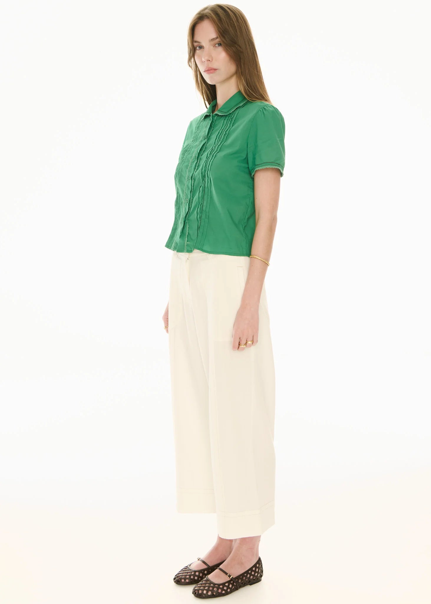 POL Nova Tucked Shirt - Green