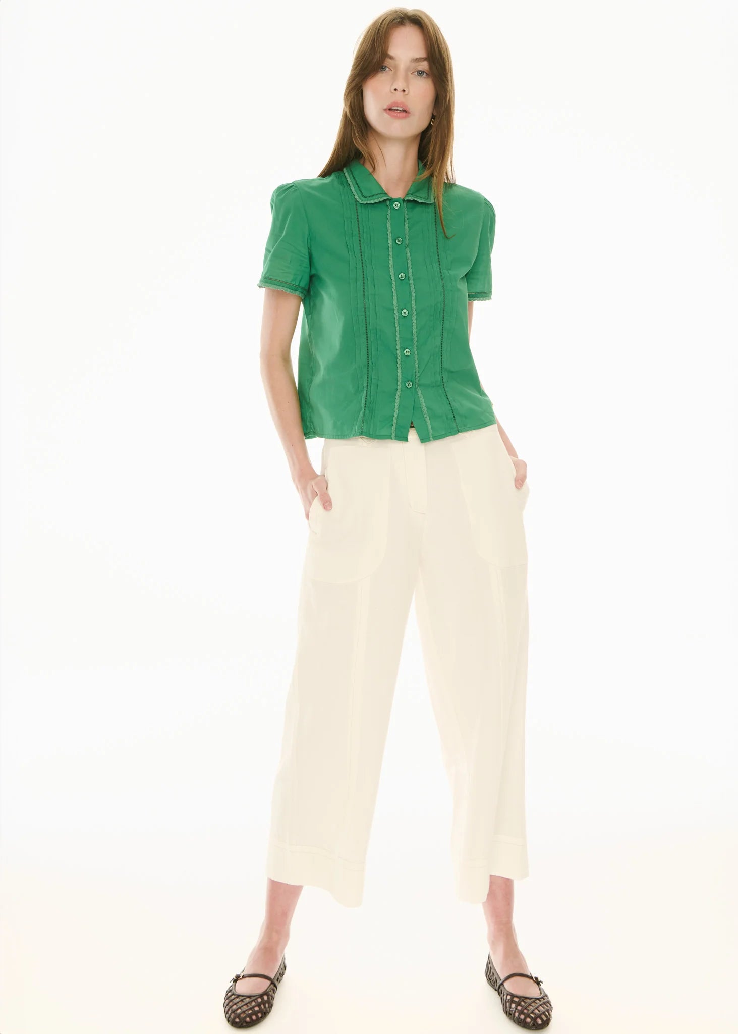 POL Nova Tucked Shirt - Green