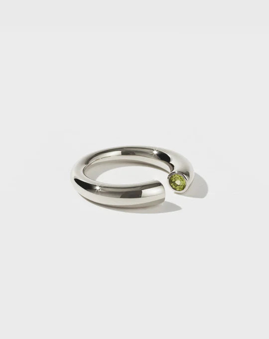 Meadowlark Wave Parallel Ring - Sterling Silver and Peridot