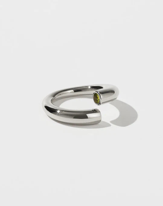 Meadowlark Wave Ring Set - Sterling Silver and Peridot