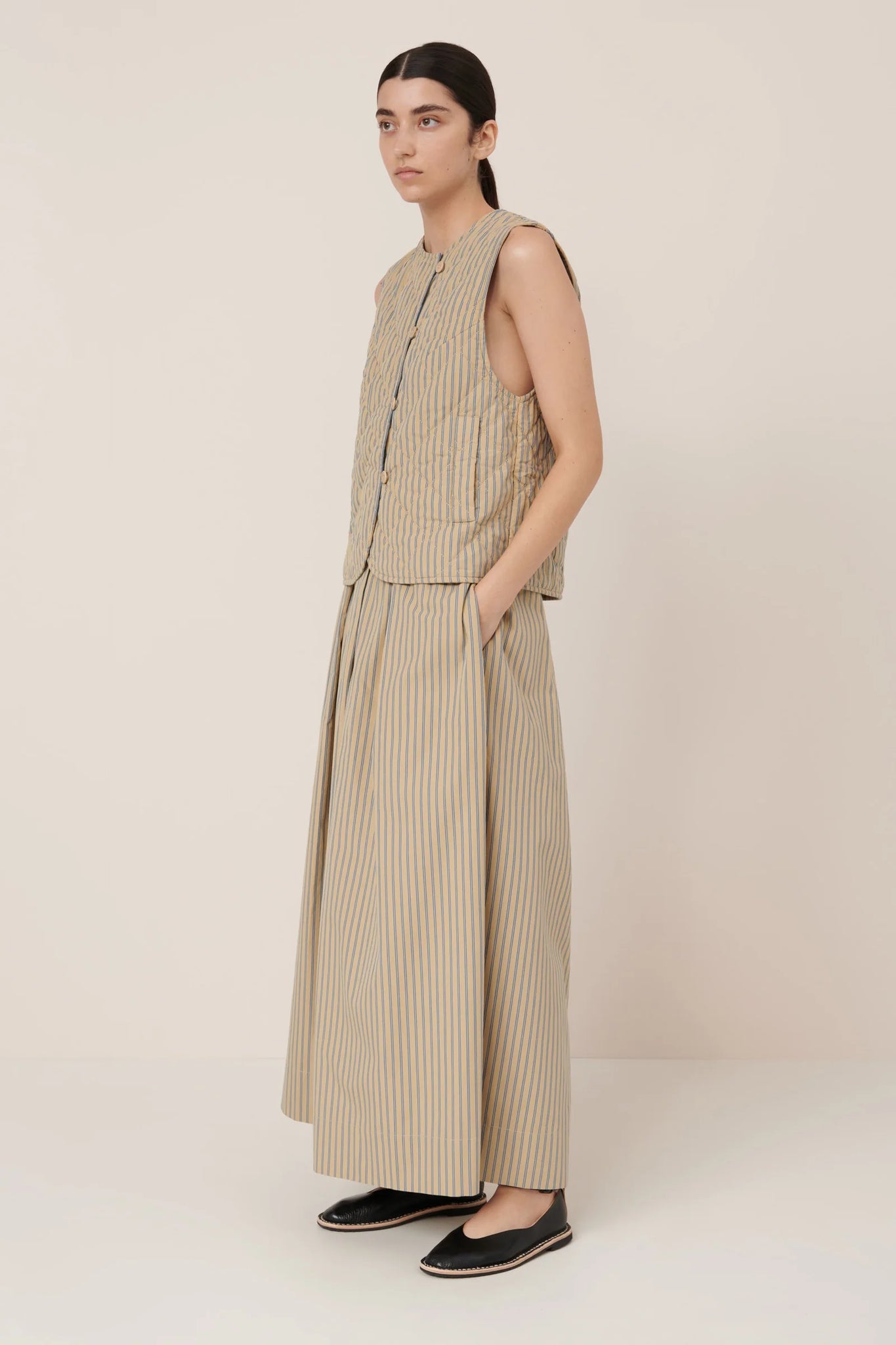 Kowtow Axis Vest - Double Pinstripe