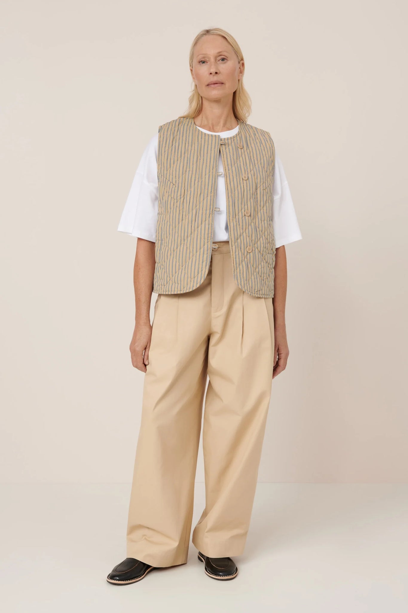 Kowtow Axis Vest - Double Pinstripe