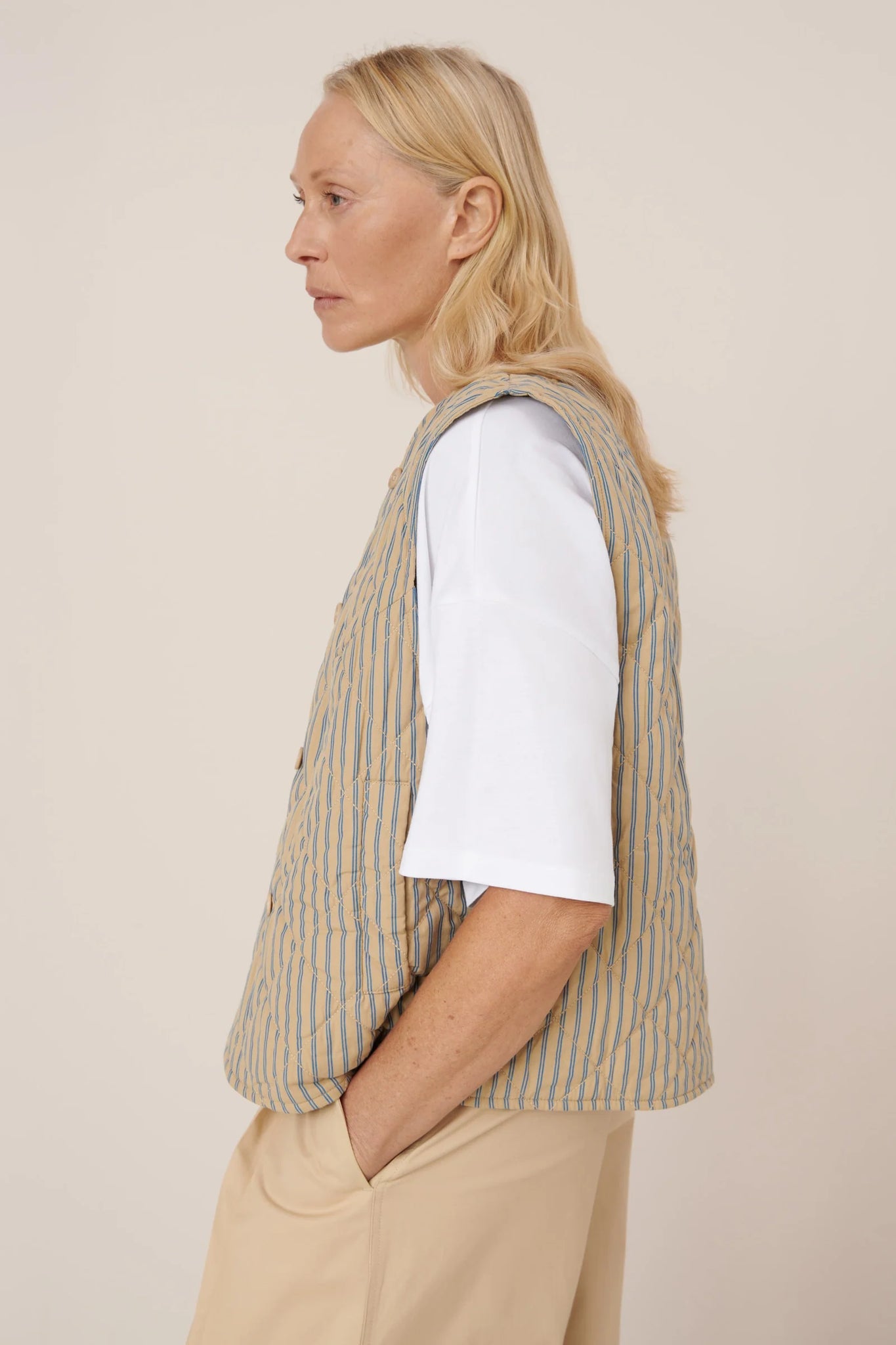 Kowtow Axis Vest - Double Pinstripe