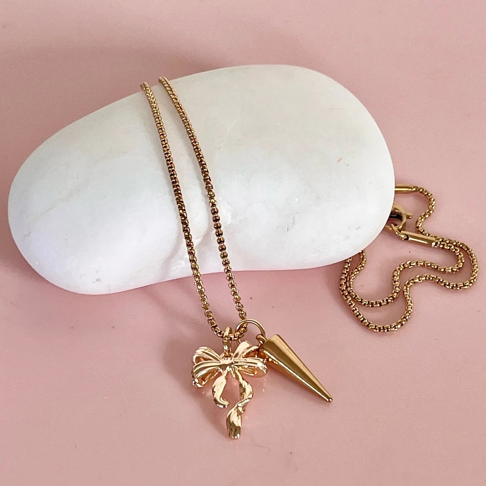 Penny Foggo - Bow and Spike Necklace Gold