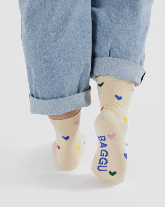 Baggu Crew Sock - Hearts