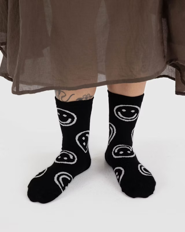 Baggu Crew Sock - Black Happy