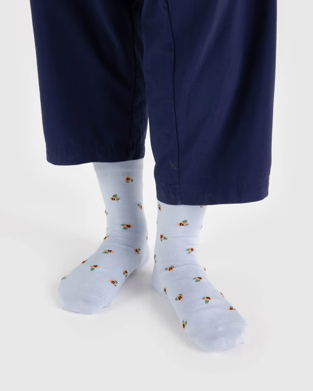 Baggu Crew Sock - Blue Rosette