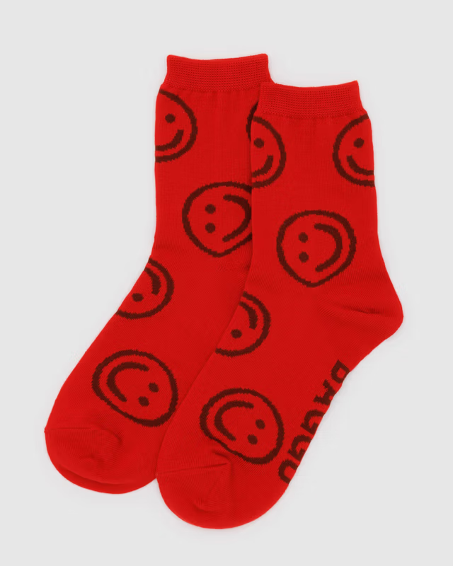 Baggu Crew Sock - Red Happy