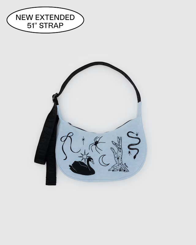 Baggu Small Nylon Crescent Bag - Embroidered Ballet Icons