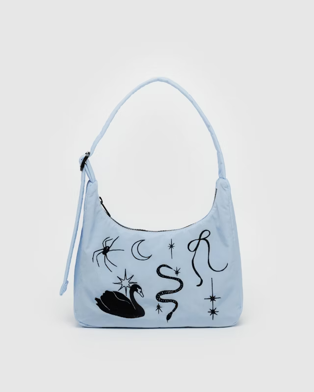 Baggu Mini Nylon Shoulder Bag - Embroidered Ballet Icons