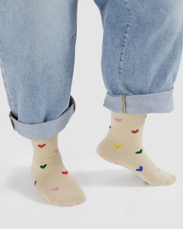 Baggu Crew Sock - Hearts