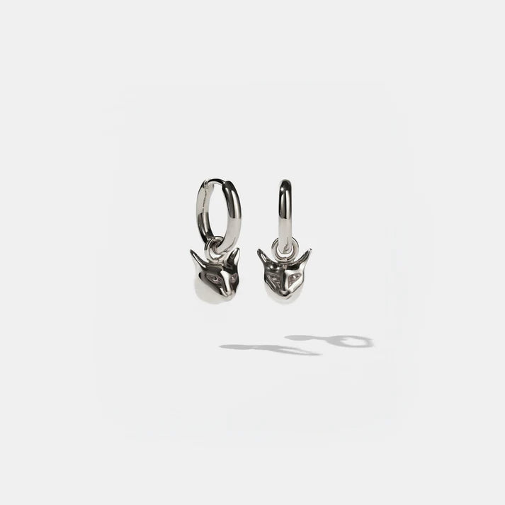 Meadowlark Cat Charm Earrings - Sterling Silver