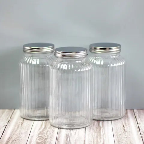 Old Mill Road Ribbed Glass Canister 19cm