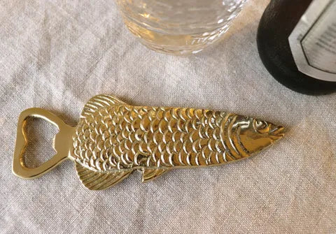 Old Mill Road Brass Fish Bottle Opener