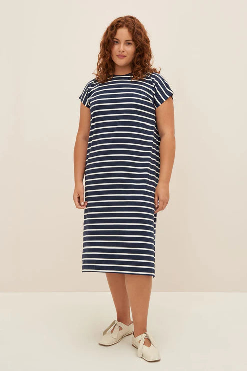 Kowtow Form Dress - Navy Breton