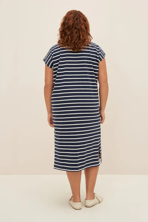 Kowtow Form Dress - Navy Breton