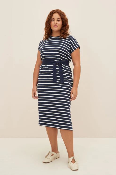 Kowtow Form Dress - Navy Breton