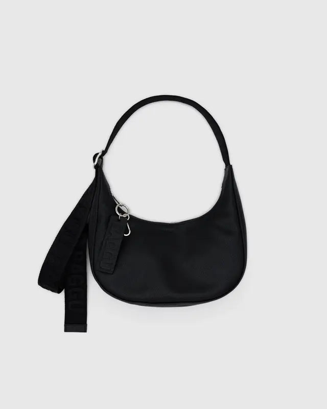 Baggu Small Recycled Leather Crescent Bag - Black