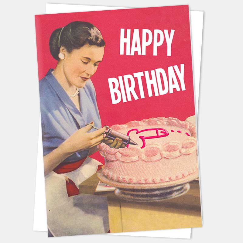 Kiss Me Kwik Card - Penis Cake Happy Birthday