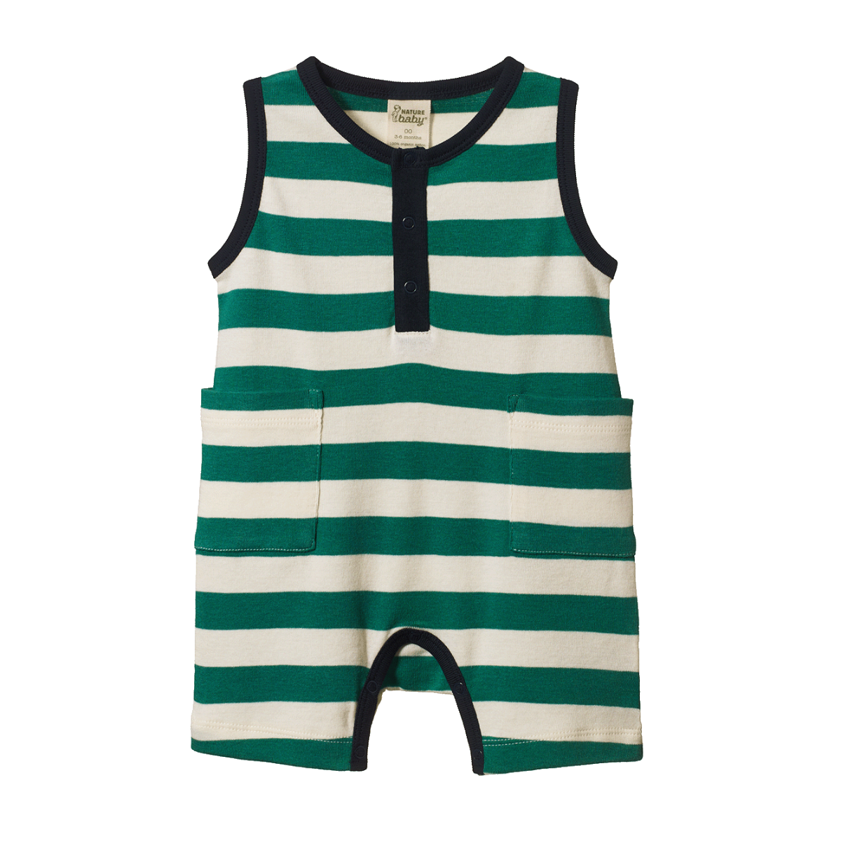 Nature Baby Camper Suit - Peppermint/Navy Stripe