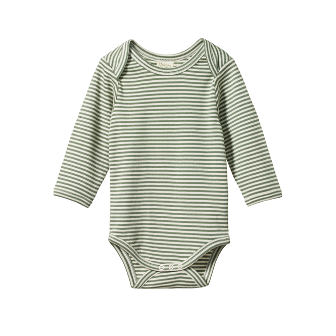 Nature Baby Long Sleeve Bodysuit - Nettle Stripe Print