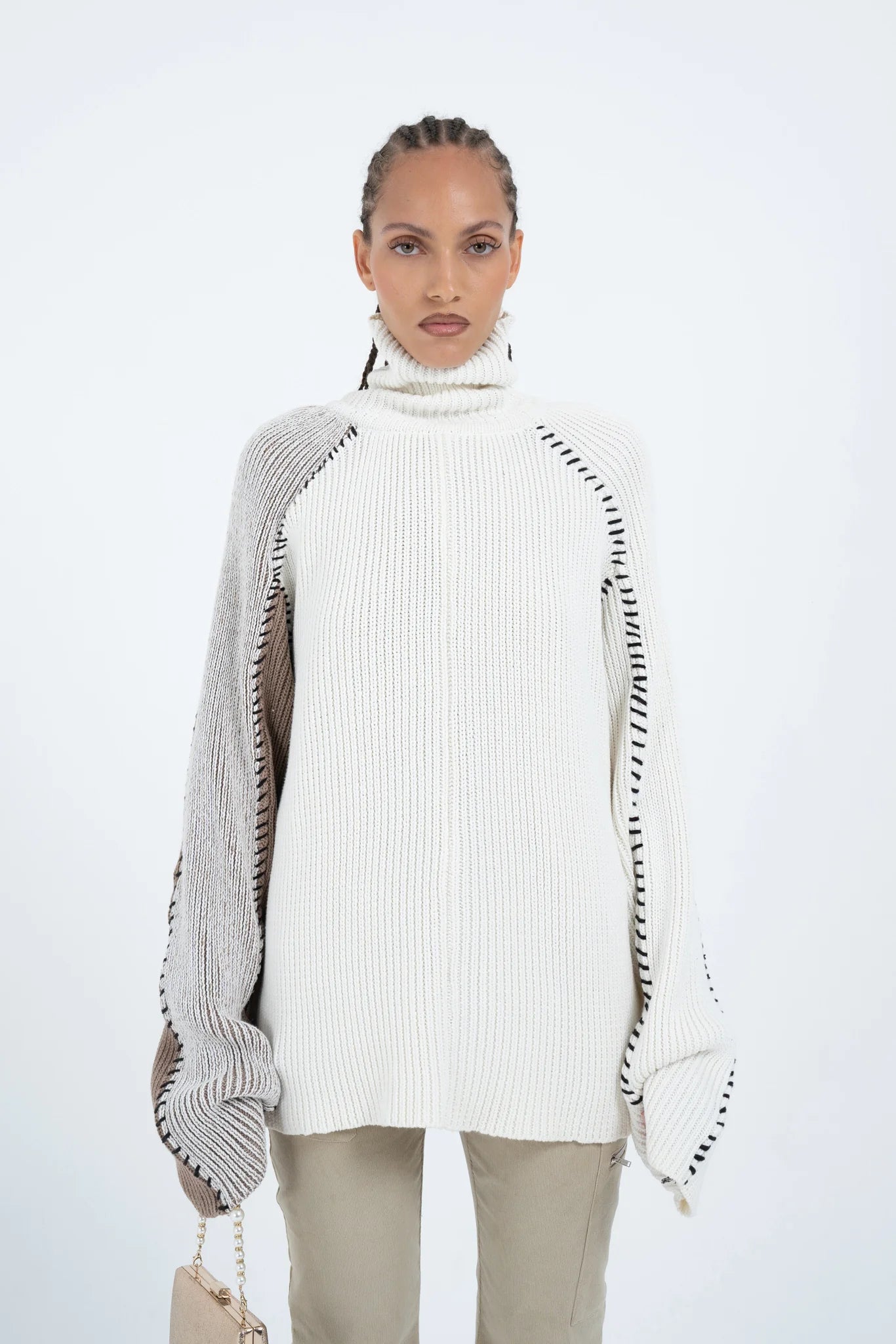 Arthur Apparel Oversized Stitch Sweater - Off White