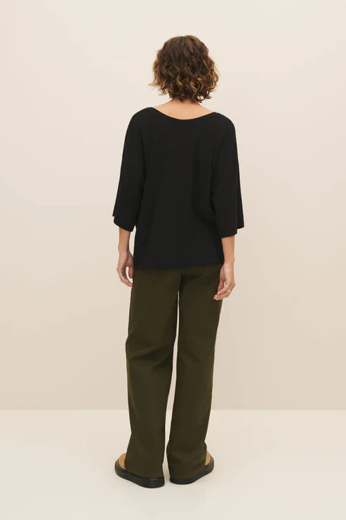 Kowtow Oversized V Neck Top - Black