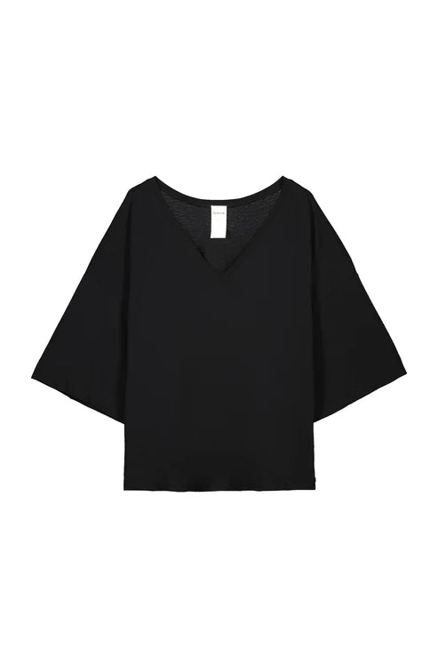 Kowtow Oversized V Neck Top - Black