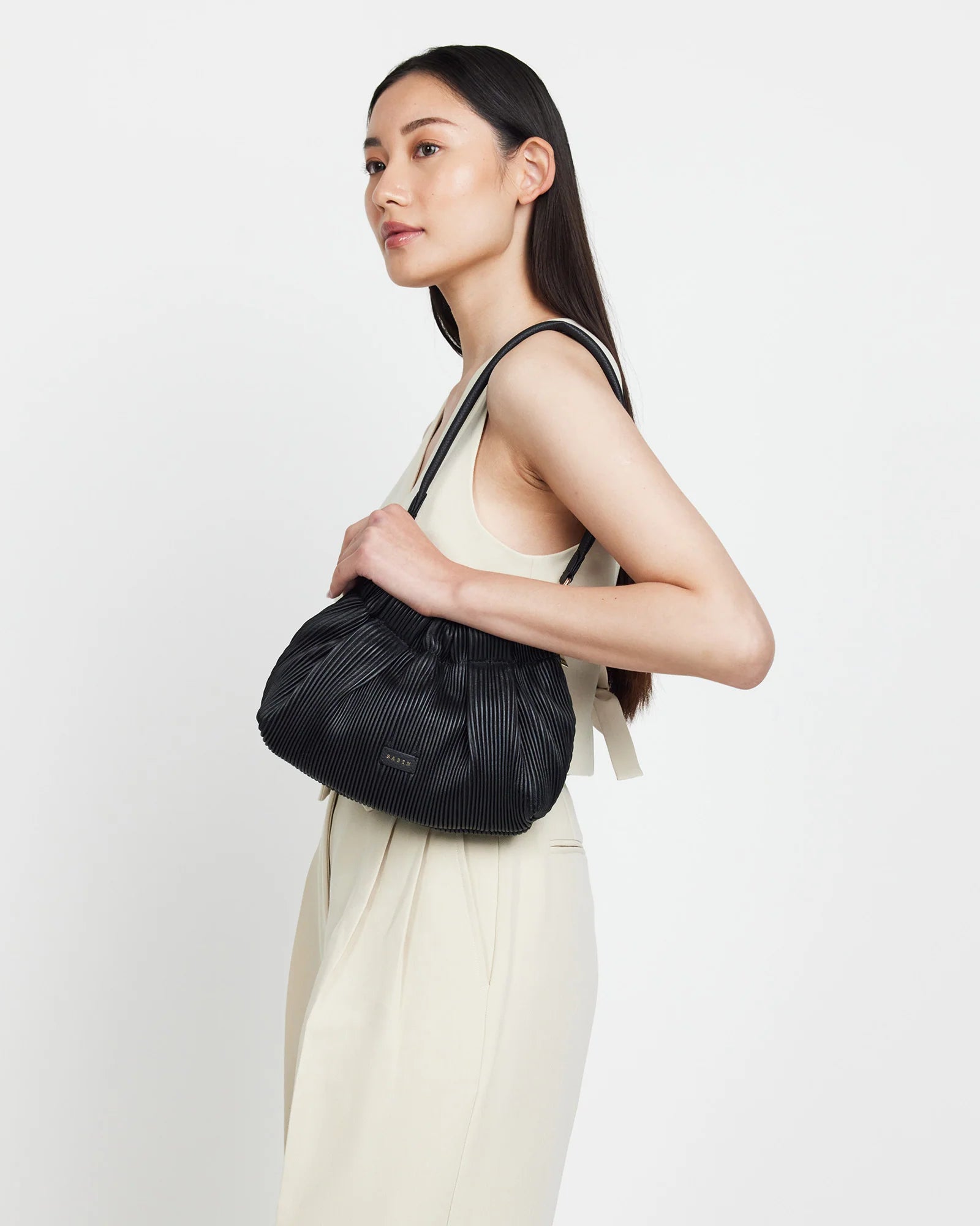 Saben Alexis Shoulder Bag - Black Pleat