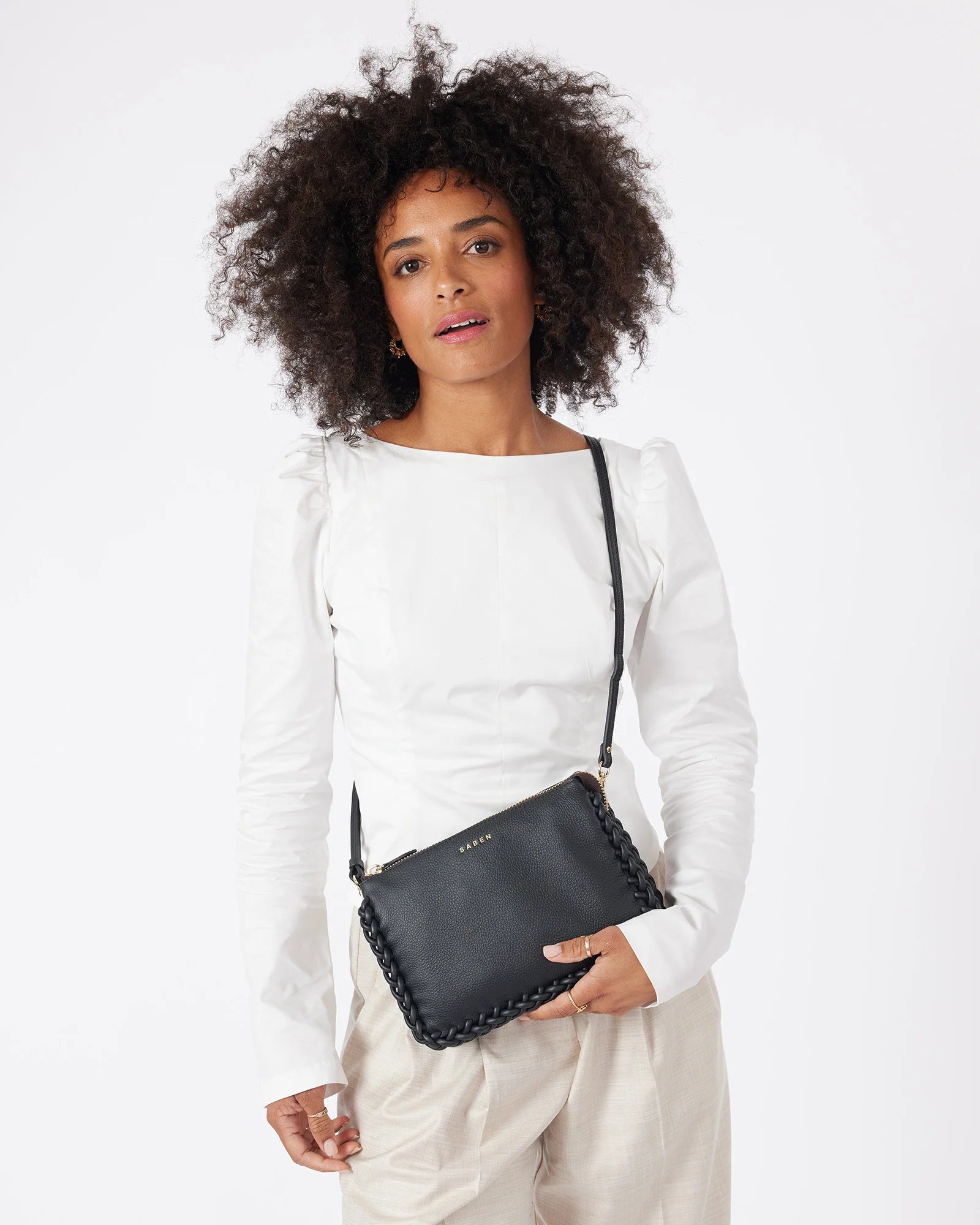 Saben Tilly's Big Sis Crossbody Bag - Black Plait Edge