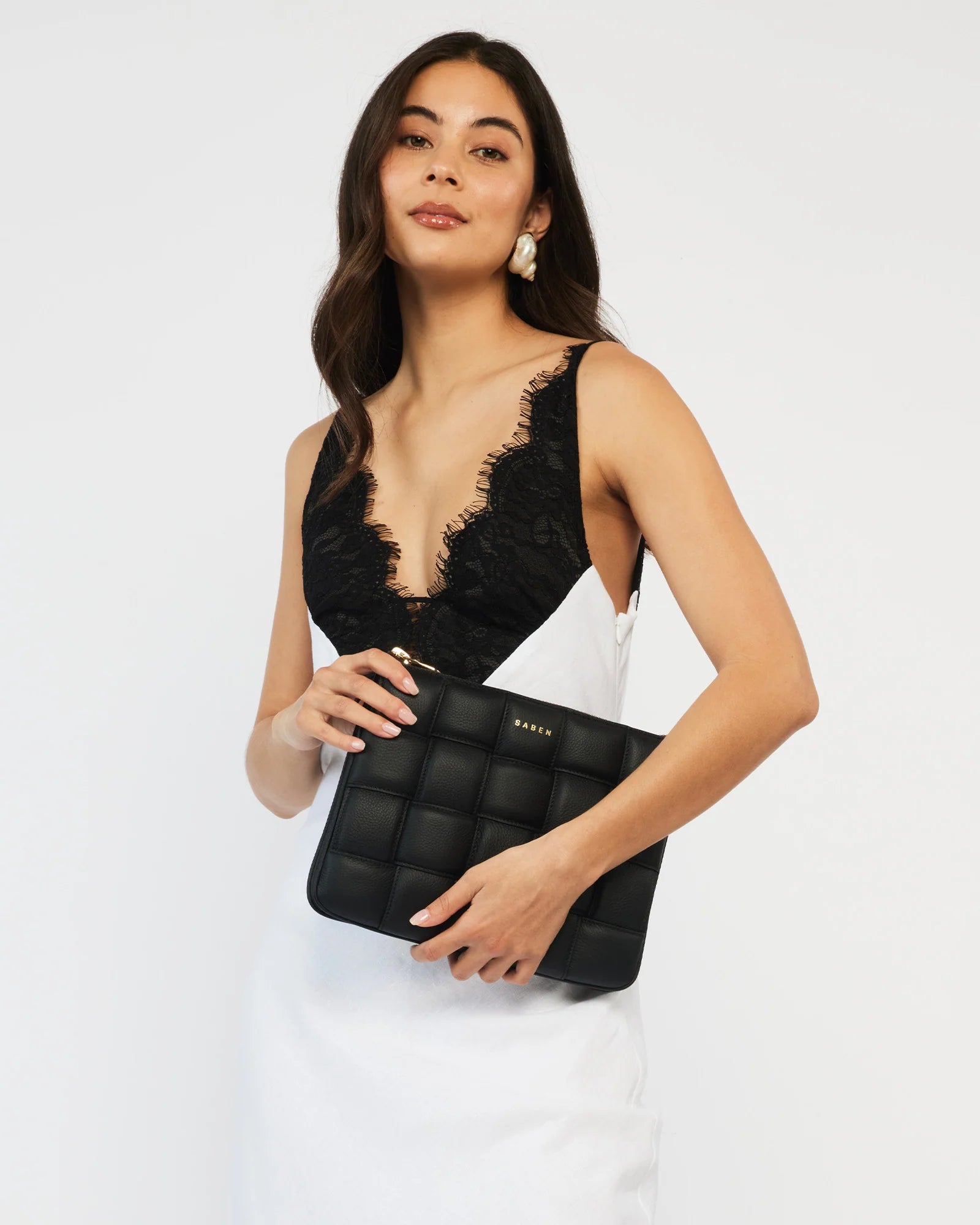 Saben Matilda Shoulder Bag - Black Woven