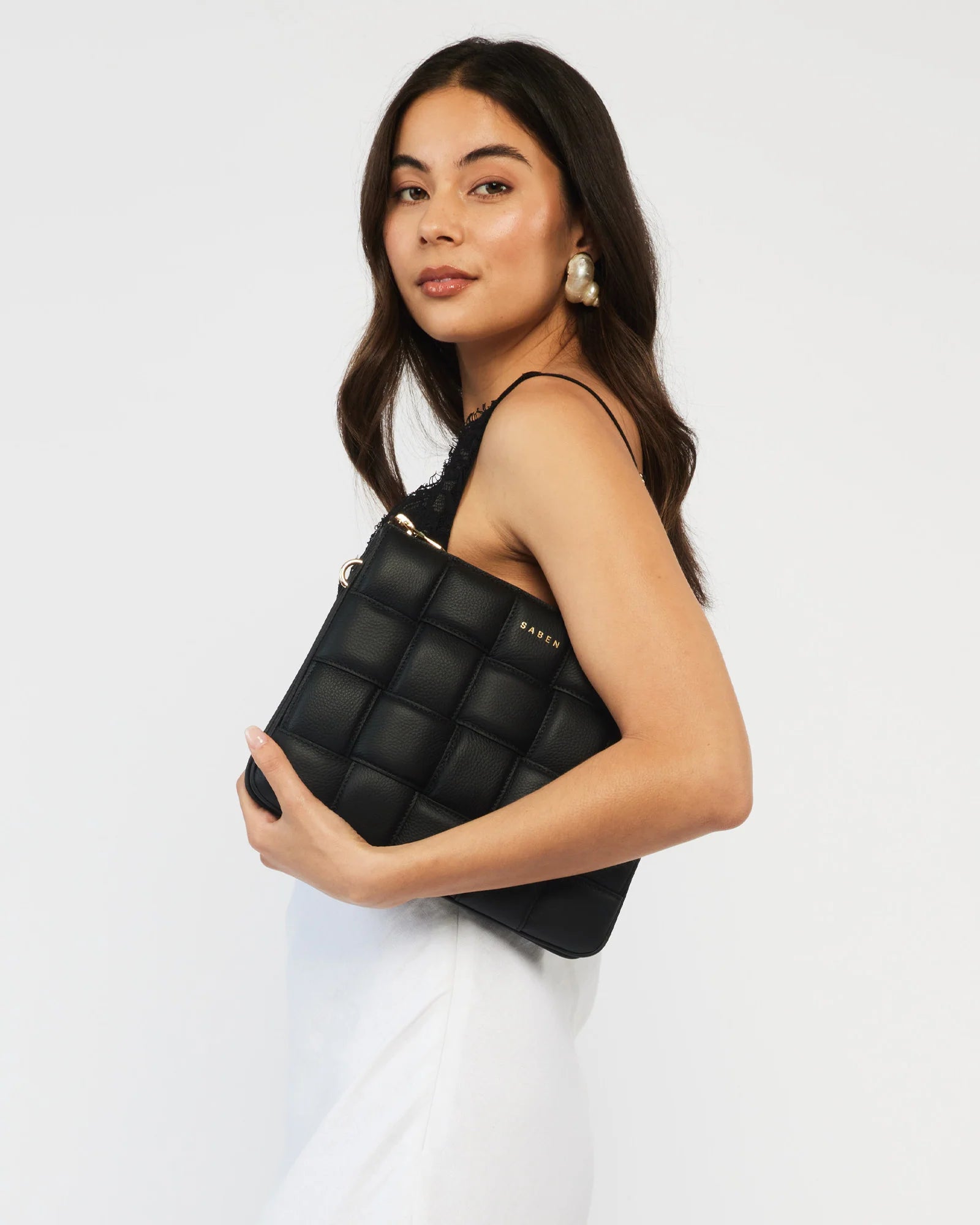 Saben Matilda Shoulder Bag - Black Woven