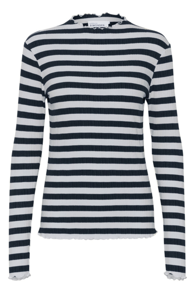 Karen by Simonsen Candace LS  Big Stripe Tee - Black/Smoke