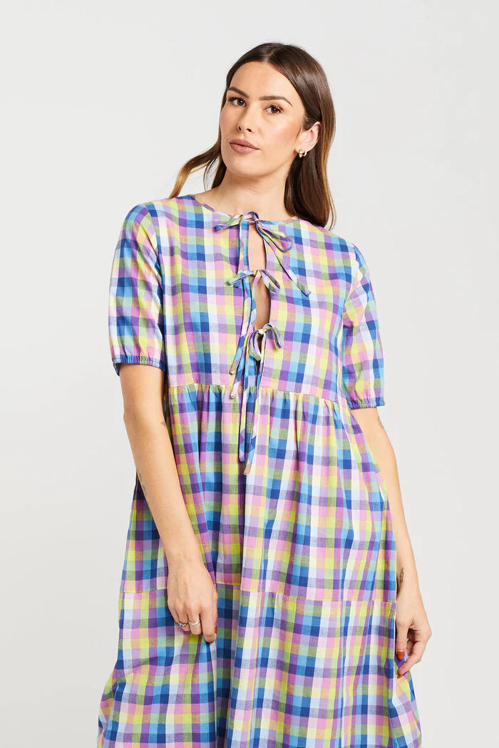 Thing Thing Tie Up Leah Dress - Summer Picnic