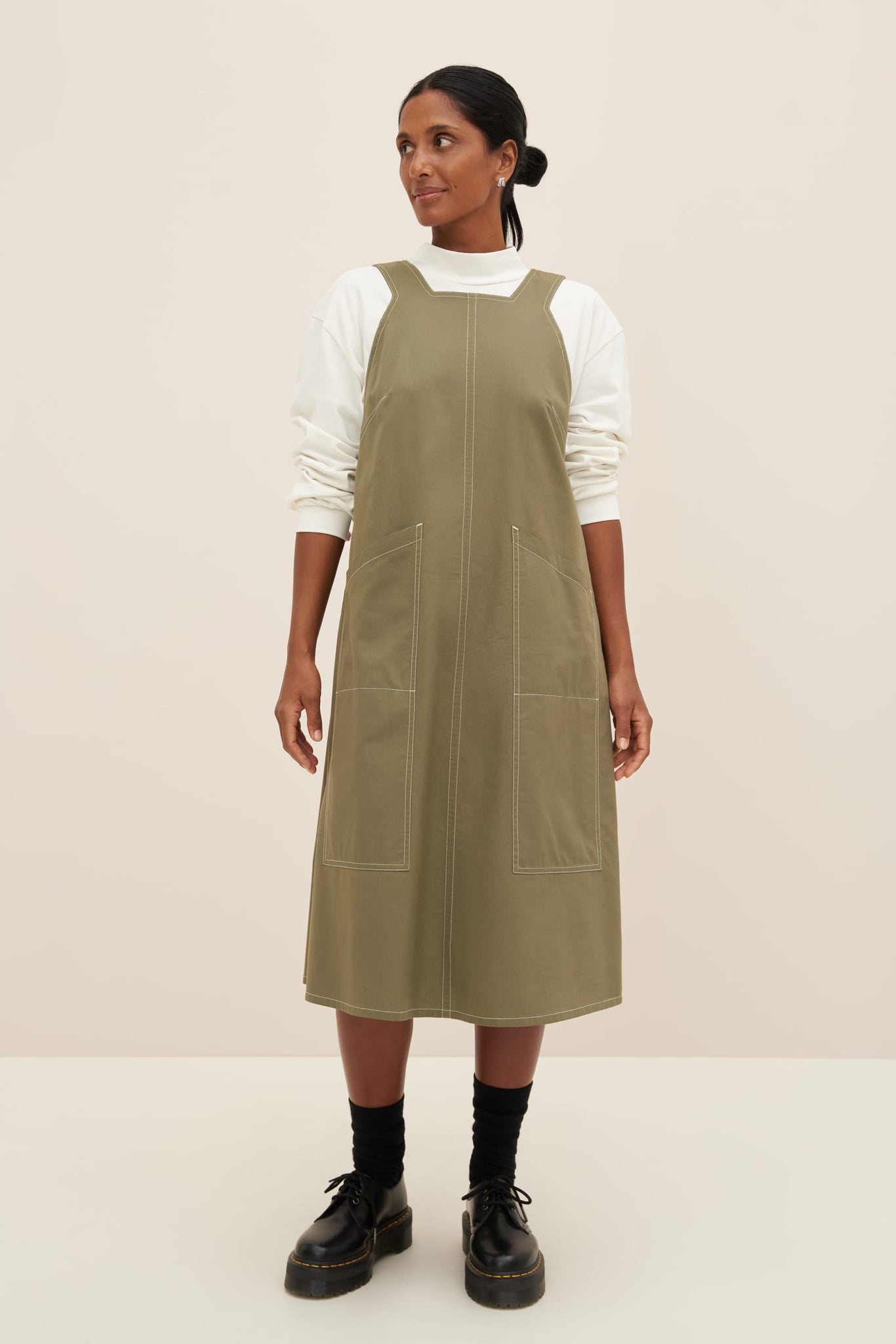 Kowtow Mirror Apron Dress - Vetiver