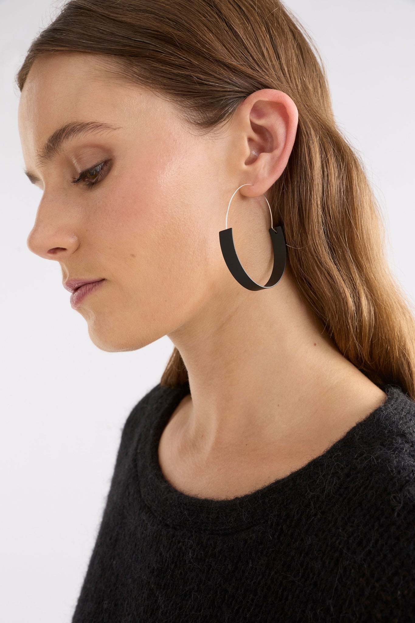 Elk Tona Large Hoop Earring - Black