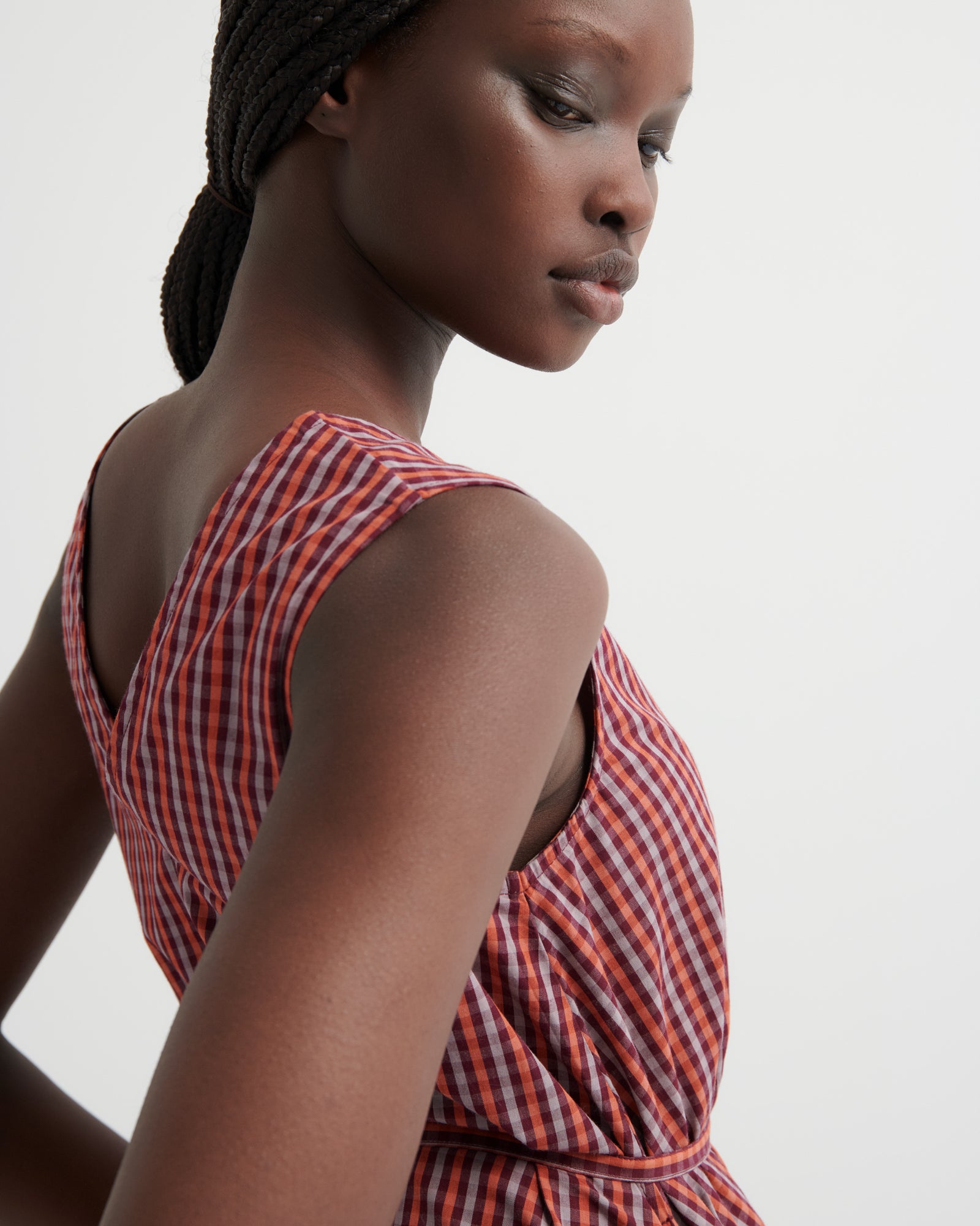 Kowtow Belle Dress - Maroon Check Wanda Harland Kowtow Belle Dress - Maroon Check Wanda Harland