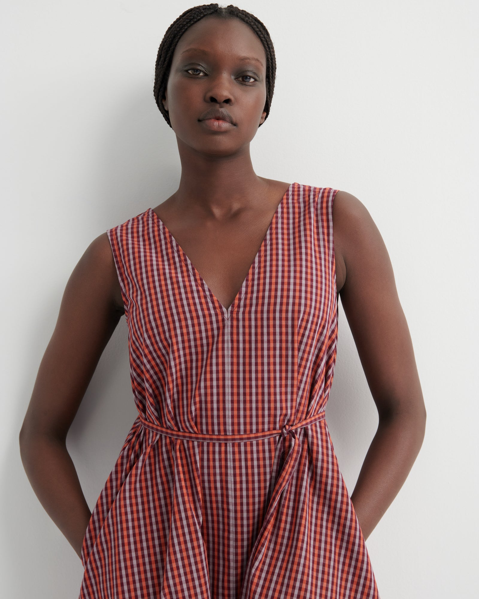 Kowtow Belle Dress - Maroon Check Wanda Harland Kowtow Belle Dress - Maroon Check Wanda Harland