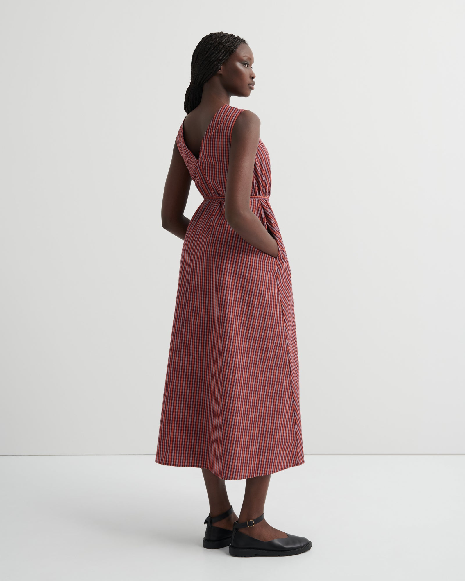 Kowtow Belle Dress - Maroon Check  Wanda Harland