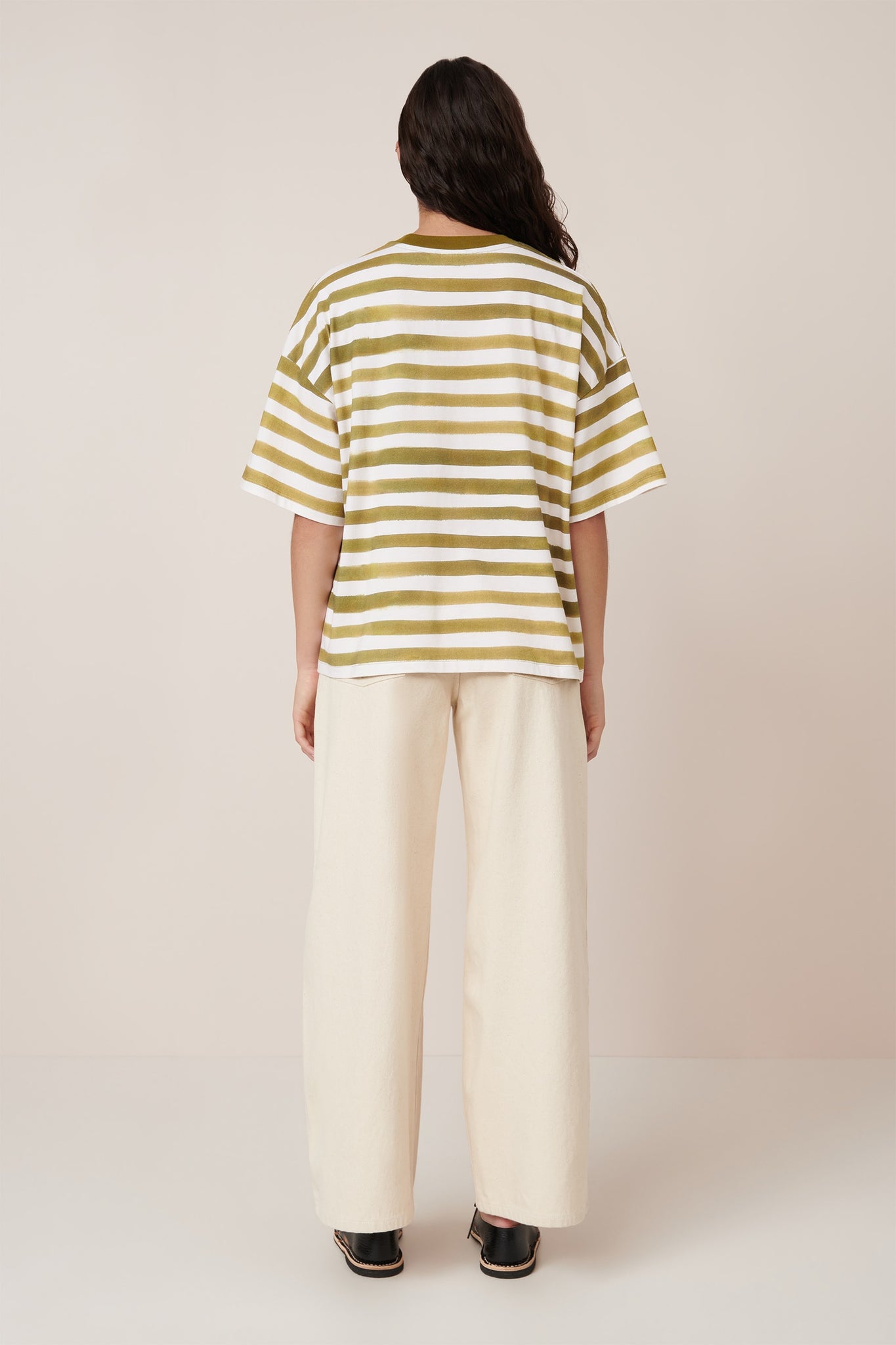 Kowtow Oversized Boxy Tee - Brushstrokes Stripe