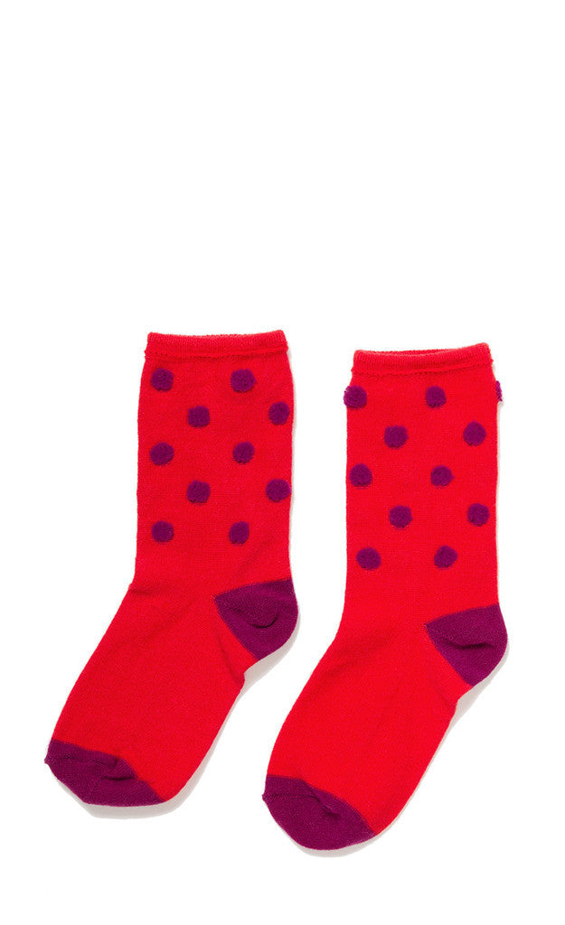 Hansel from Basel socks - puff dot crew red